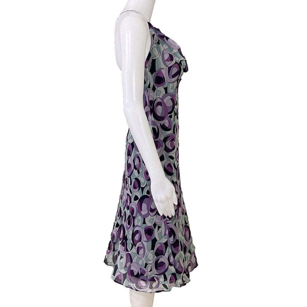 VTG. LAUNDRY Shelli Segal Fairy silk slip Dress Women's 6 purple artsy w pin - Picture 3 of 11